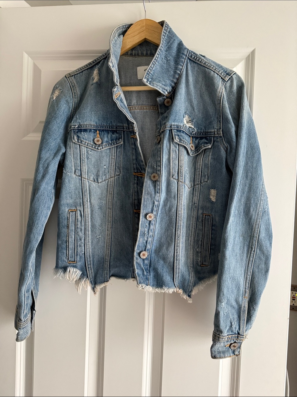 KanCan Light Blue Distressed Denim Jacket